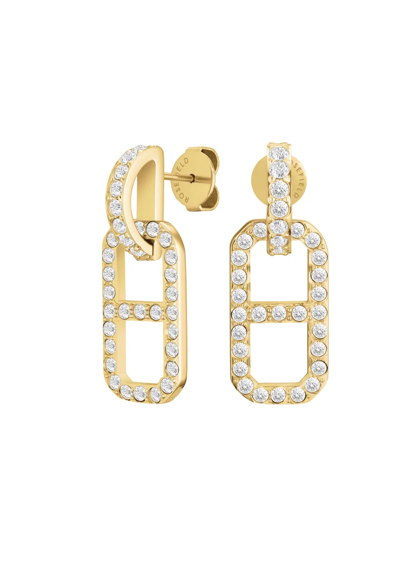 روزفيلد أقراط روزفيلد بقلادة ثمانية الأضلاع من الكريستال الذهبي